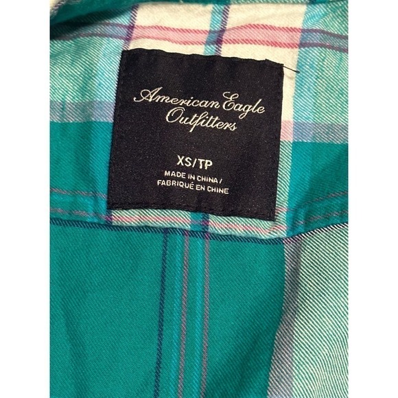 American Eagle Outfitters Teal Flannel Shirt - Picture 4 of 9